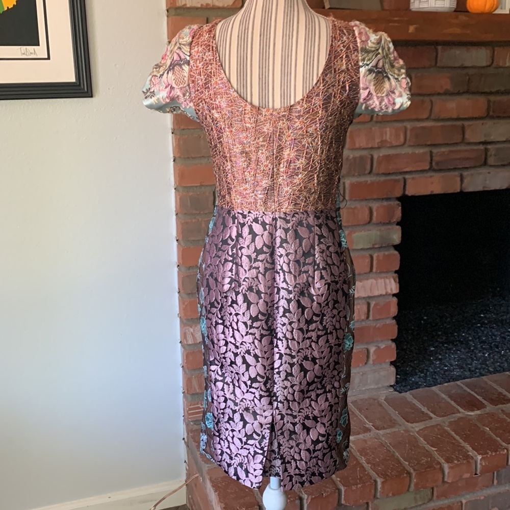 Anthropologie Byron Lars “Beguile” Pieced Brocade Dress Embroidered Floral Sz 2P - Picture 12 of 16